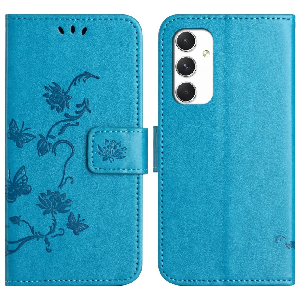 Virágos könyv tok Samsung Galaxy A16 4G/5G készülékhez - kék