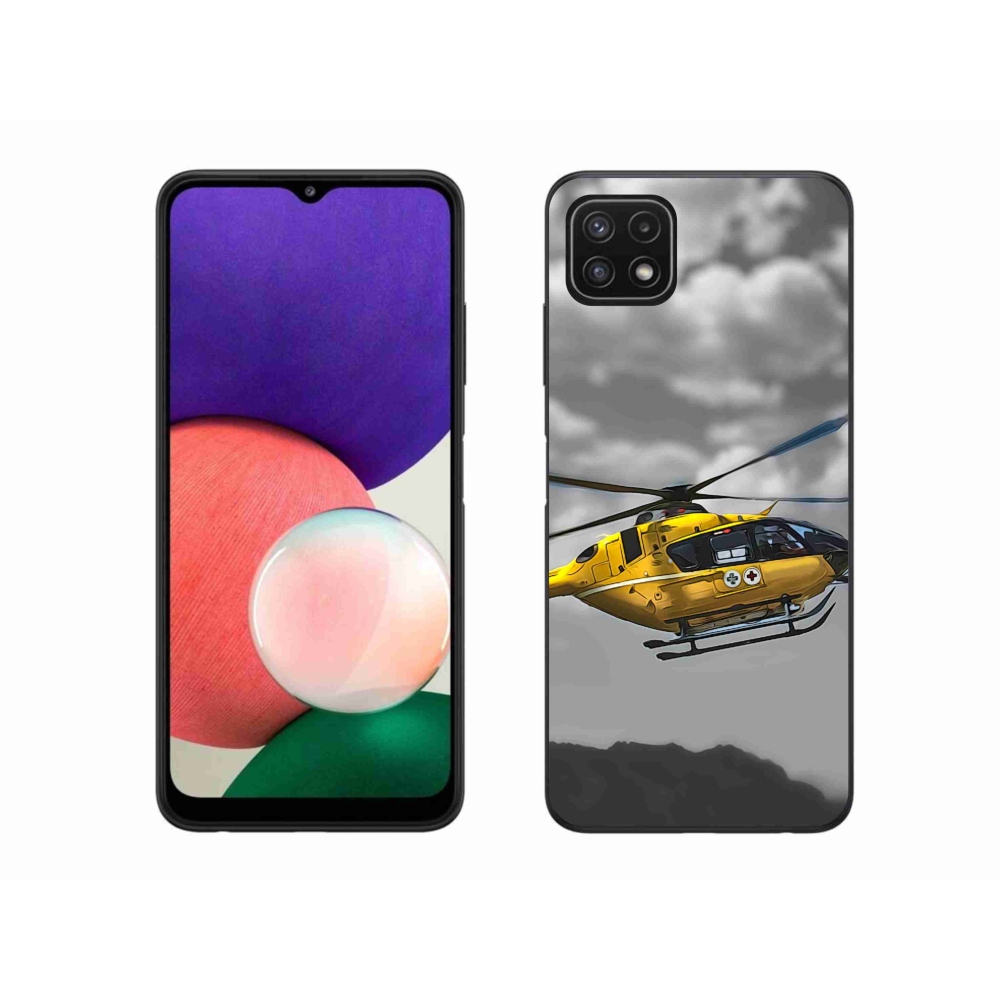 Gél védőhuzat mmCase Samsung Galaxy A22 5G - sárga helikopterhez