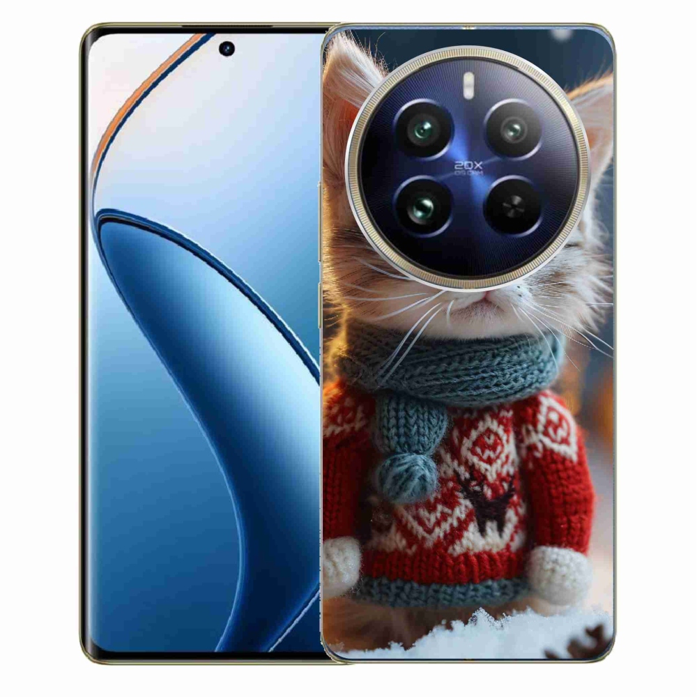Gél borítás mmCase a Realme 12 Pro 5G/12 Pro+ 5G számára - cica pulóverben
