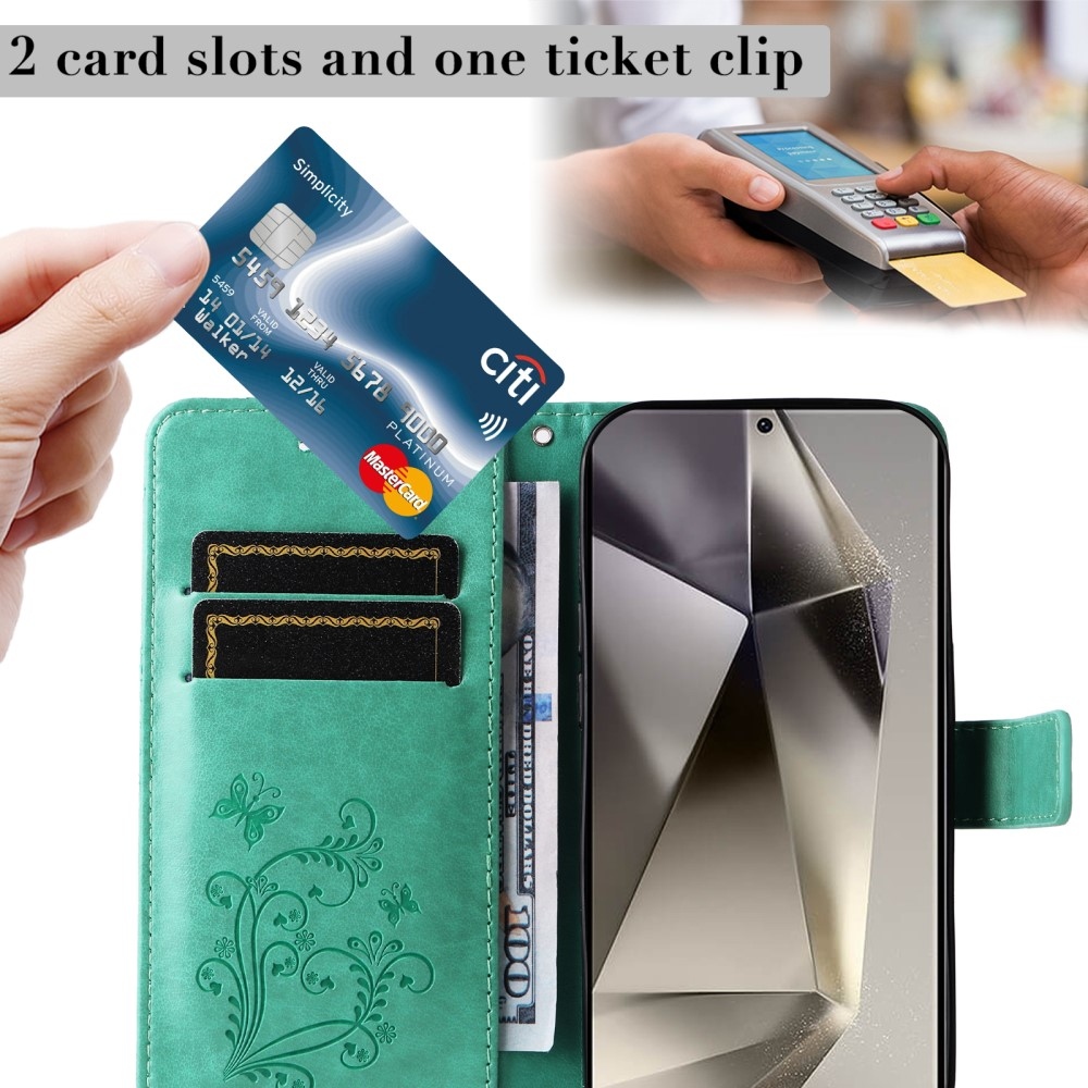 Nagy pillangó könyv tok Samsung Galaxy S25 Ultra készülékhez - teáskék színű