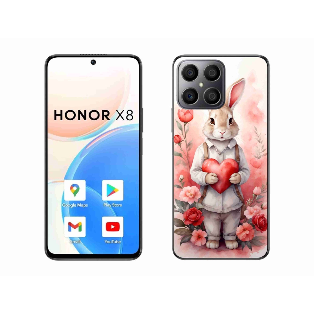 Zselés borítás mmCase a Honor X8-hoz - nyúl szívvel