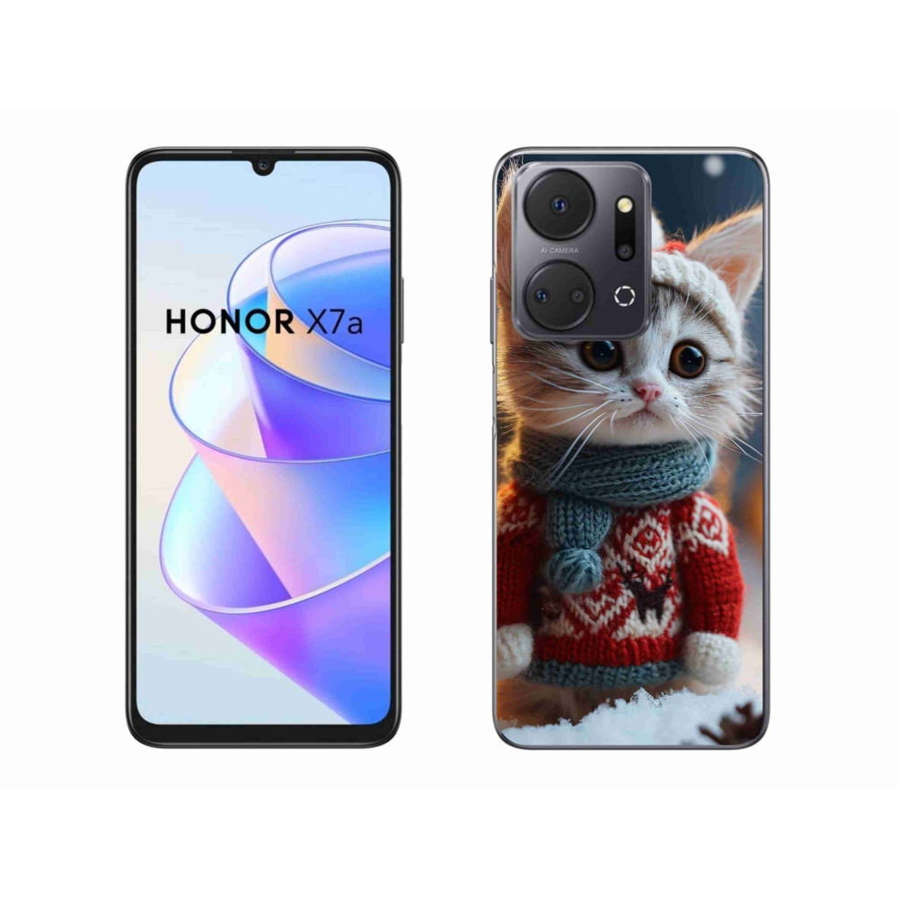 Zselés borítás mmCase a Honor X7a számára - cica pulóverben