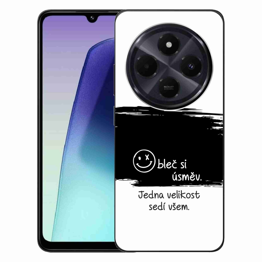 Gél borító mmCase a Xiaomi Redmi 14C/Poco C75-hez - vicces szöveg 8 fekete és fehér háttérrel