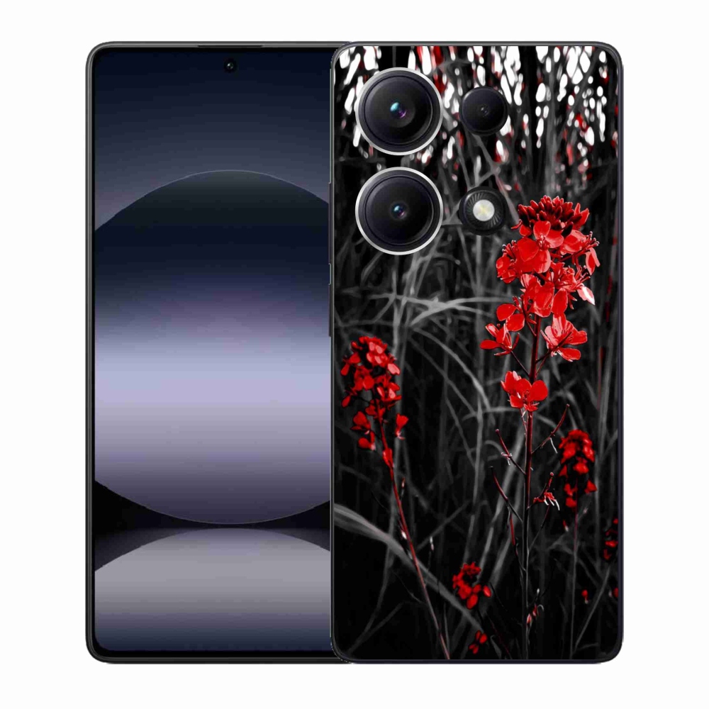 Gél borító mmCase a Xiaomi Redmi Note 14S-hez - piros növény