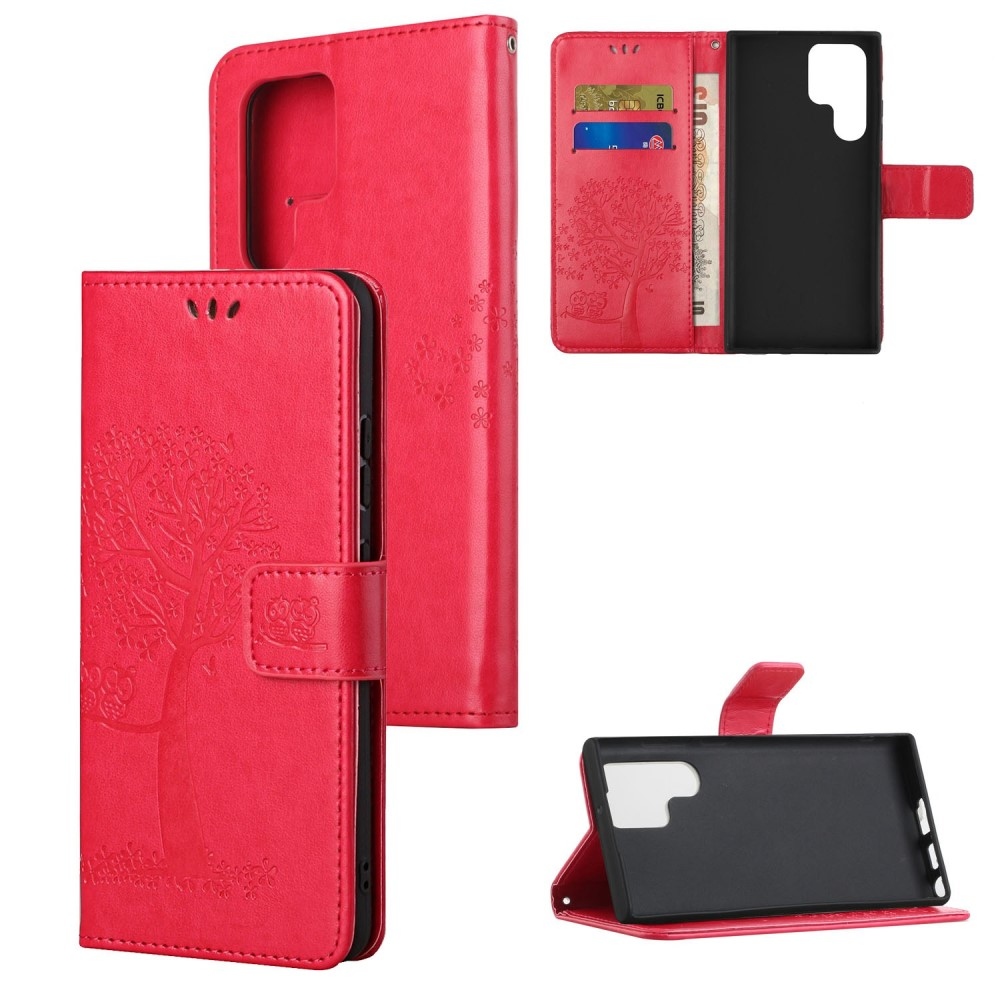 Fás könyv tok Samsung Galaxy S24 Ultra készülékhez - piros