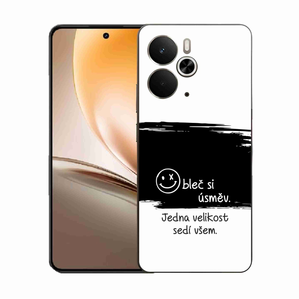 Gél borító mmCase a Realme 14 5G/14T 5G készülékhez - vicces szöveg 8 fekete és fehér háttérrel