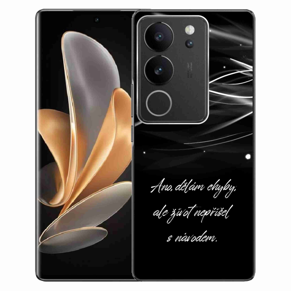 Gél borítás mmCase a Vivo V29 5G-n - idézem fekete háttérrel