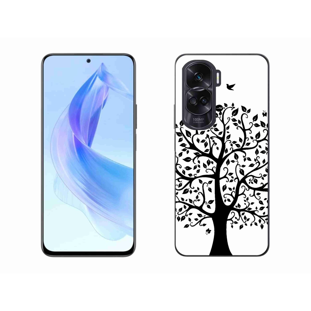 Zselés borítás mmCase a Honor 90 Lite-hoz - fekete-fehér fa