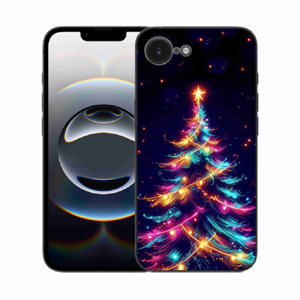 Gél borítás mmCase iPhone 16e készülékhez - neon karácsonyfa