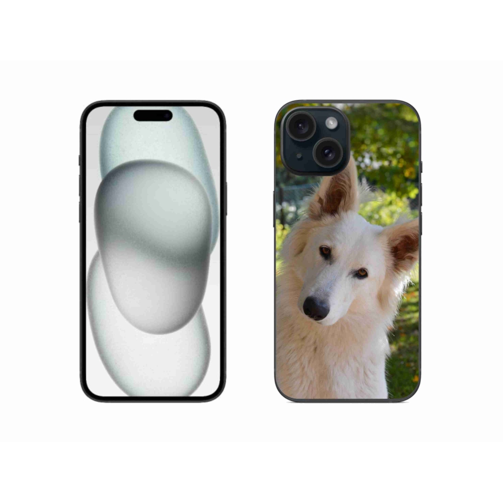 Gél borítás mmCase iPhone 15 készülékhez - Fehér svájci juhász 1