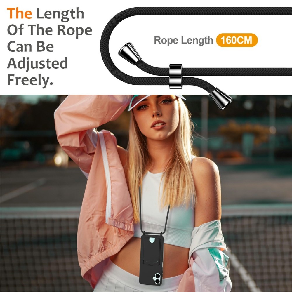 Zsinórral ellátott zselés tok Samsung Galaxy A06 4G kártyához - fekete