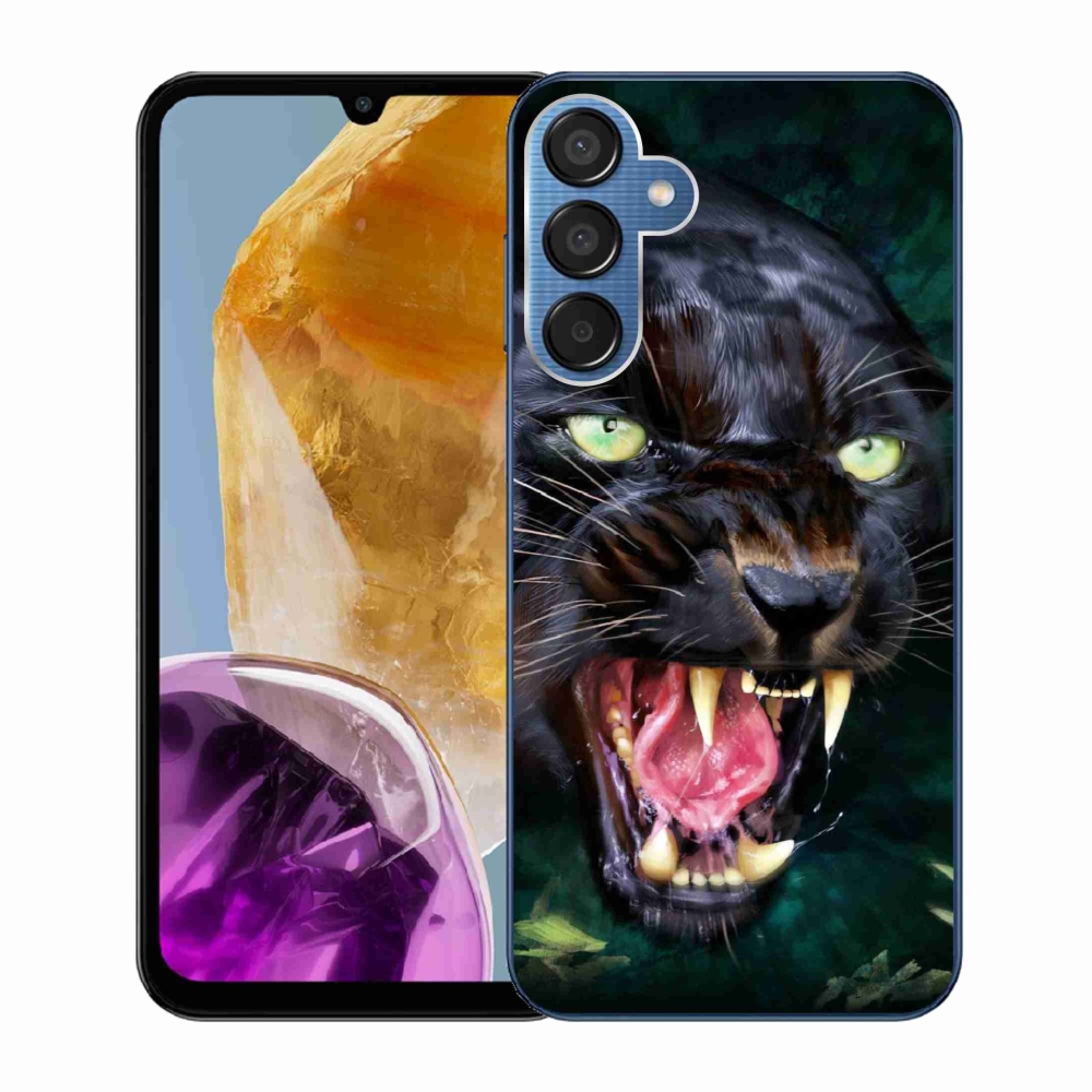 Gél borítás mmCase Samsung Galaxy M15 5G - dühös fekete párduchoz