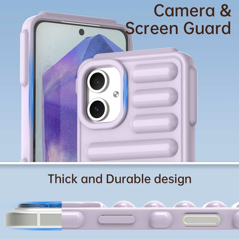 Csíkos tartós borító Samsung Galaxy A06 4G készülékhez - lila