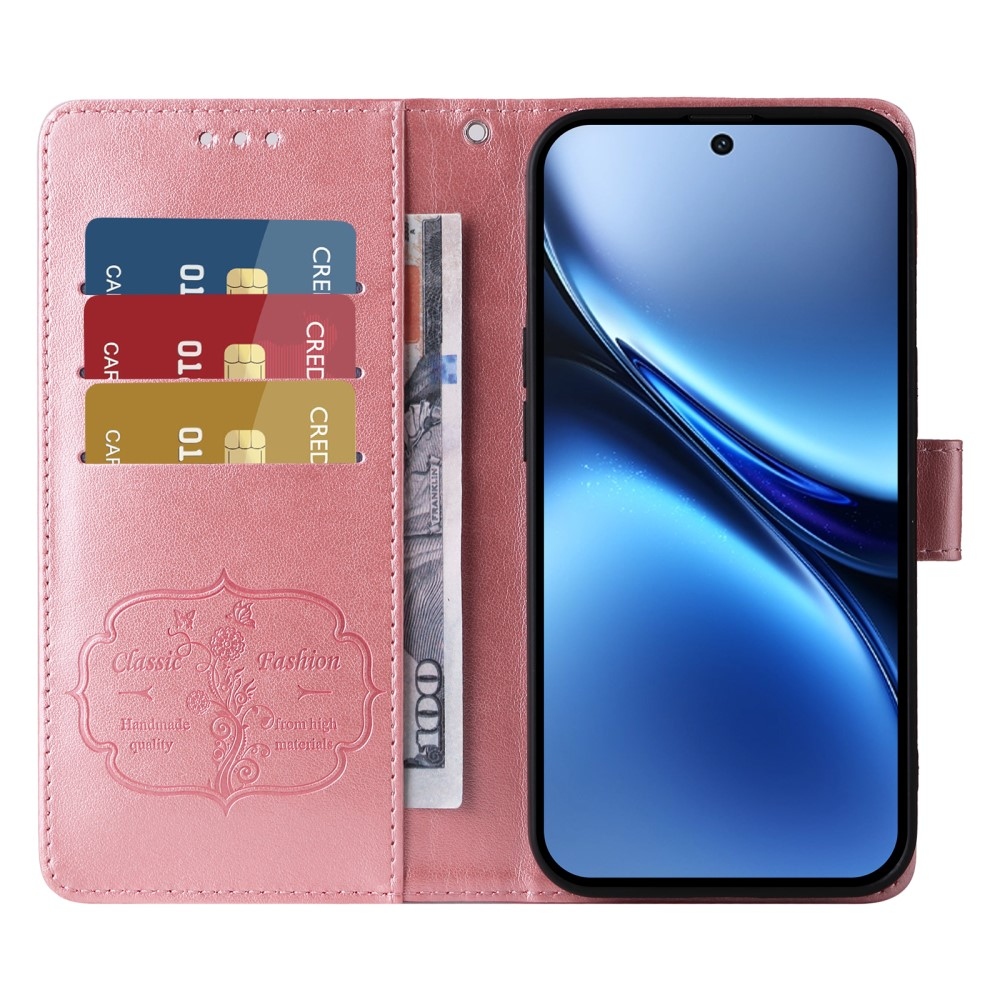 Virágos könyv tok a Vivo X200 5G-hez - rózsaszín