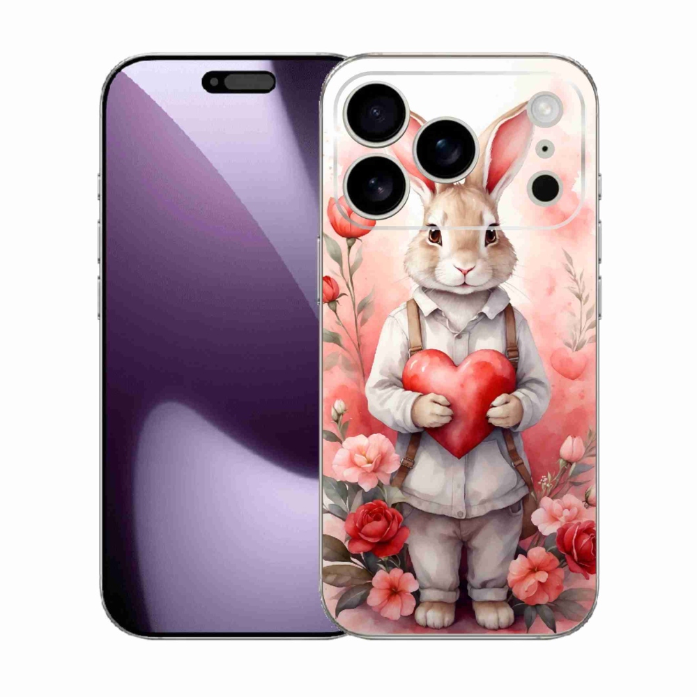 Zselés borítás mmCase iPhone 17 Pro készülékhez - nyúl szívvel