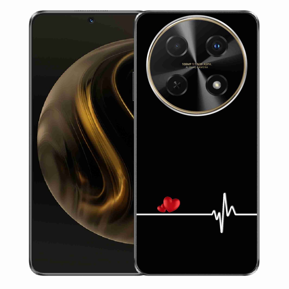 Gél borító mmCase a Huawei Nova 12i készülékre - szív és szívverés fekete háttérrel