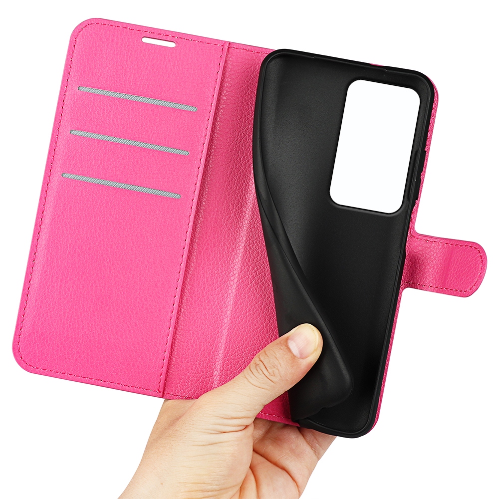 Litchi könyv tok Xiaomi Redmi 15 4G/5G (171mm) - rózsaszínű