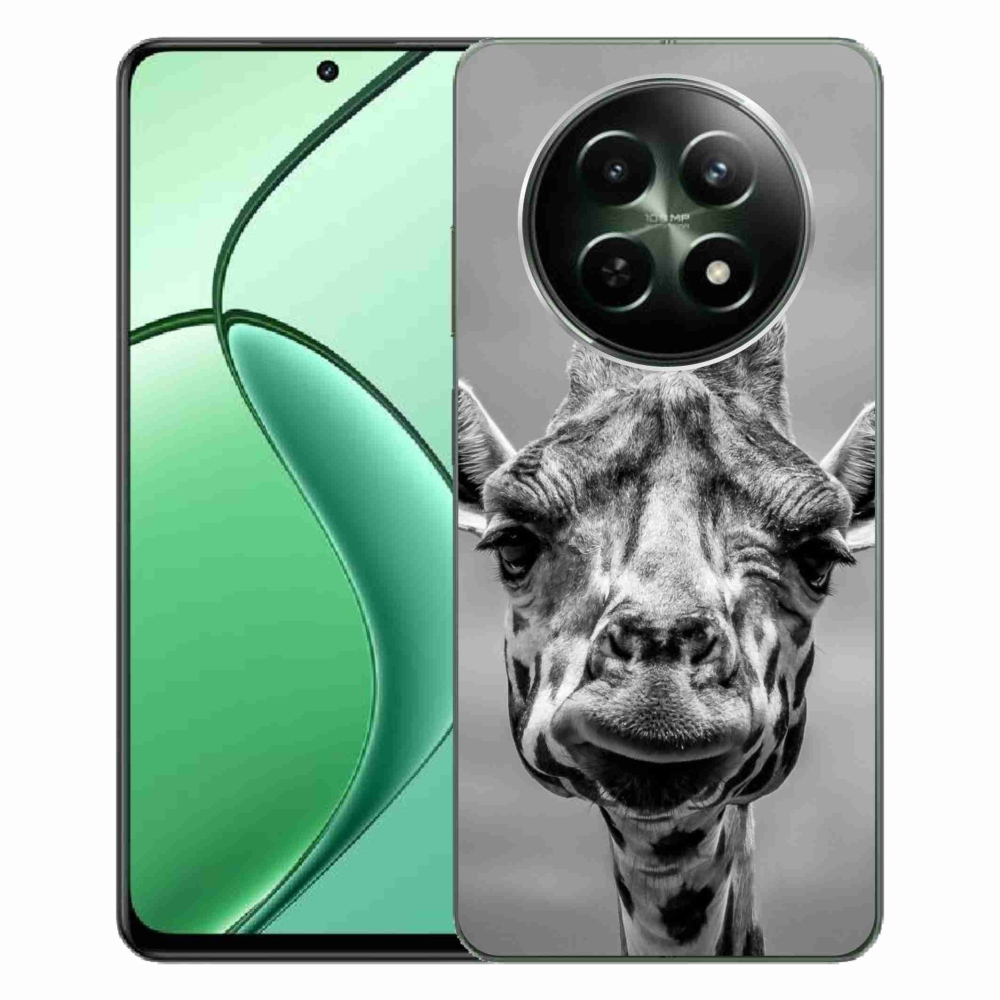 Zselés borítás mmCase a Realme 12 5G/12x 5G készülékhez - fekete-fehér zsiráf