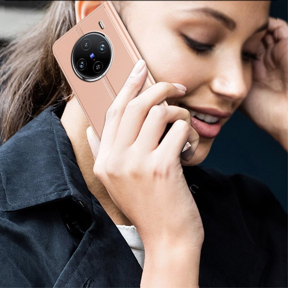 DUX könyvtáska Vivo X100 Pro 5G-hez - rózsaszín arany
