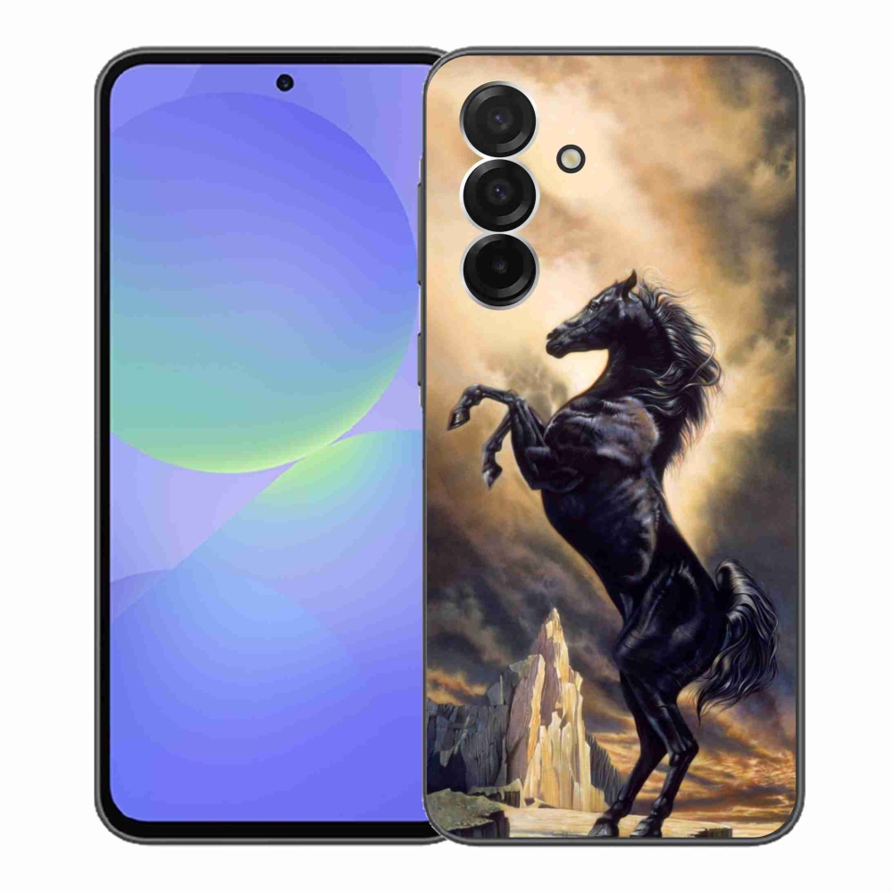 Gél védőhuzat mmCase Samsung Galaxy A36 5G - fekete rajzfilm lóhoz