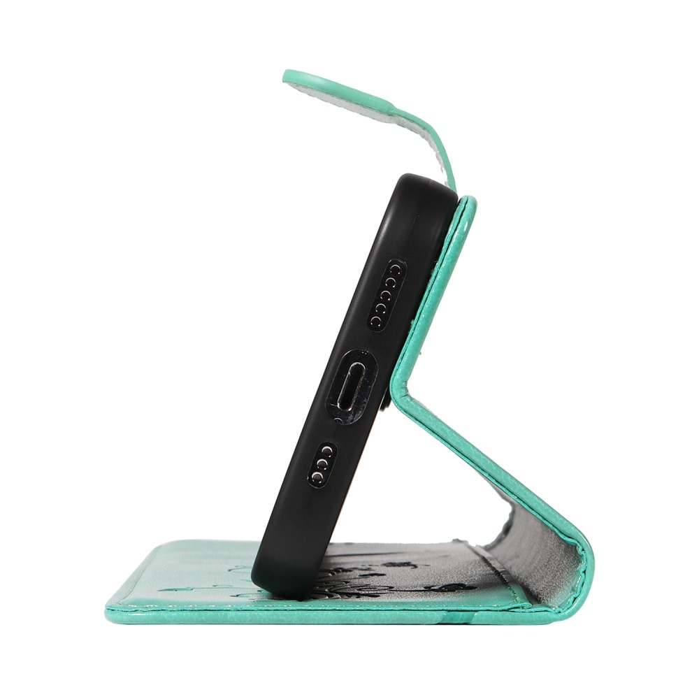 Virágos könyves tok Samsung Galaxy A06 4G készülékhez - teal színű