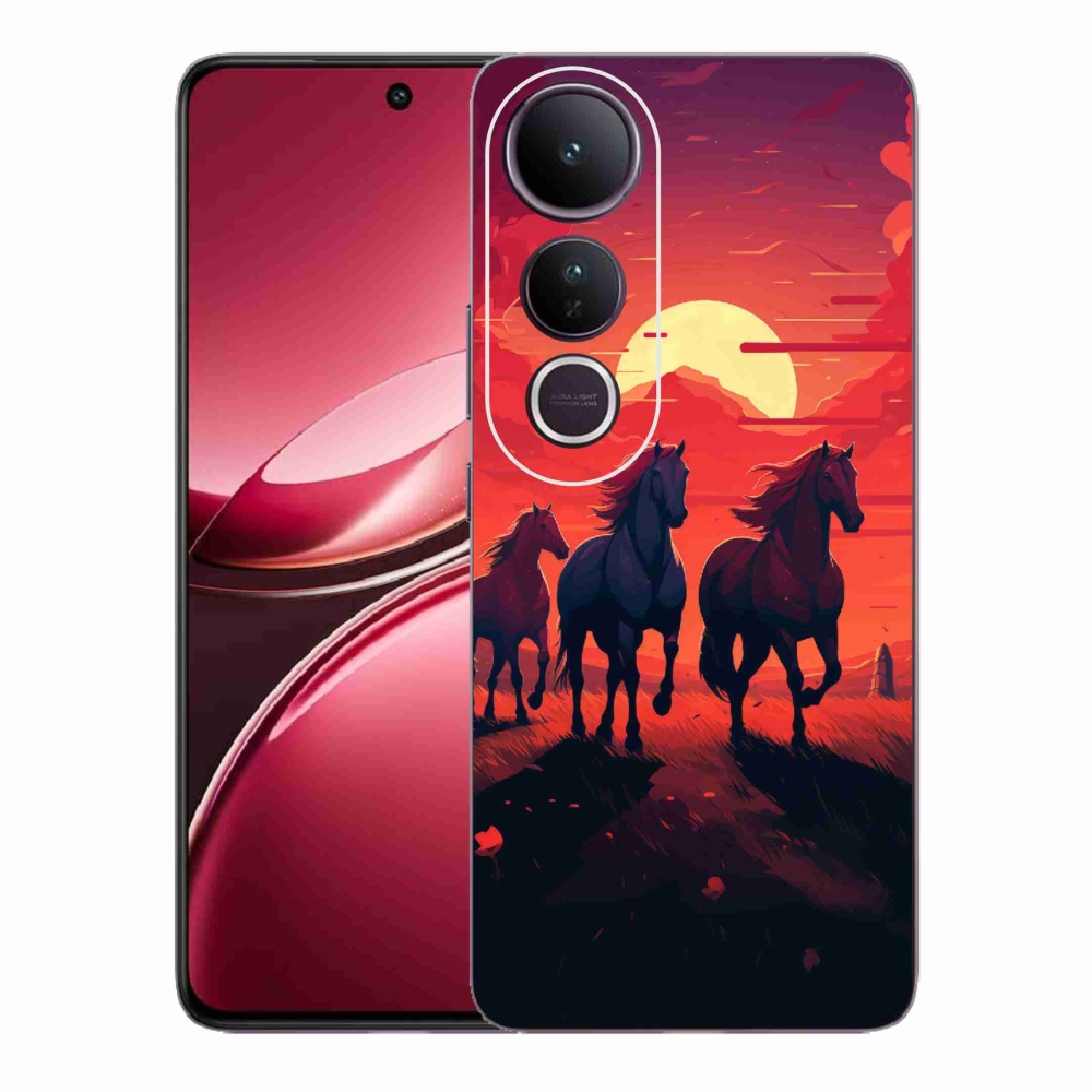 Gél borítás mmCase a Vivo V50 Lite 4G/5G-hez - lovak és naplemente