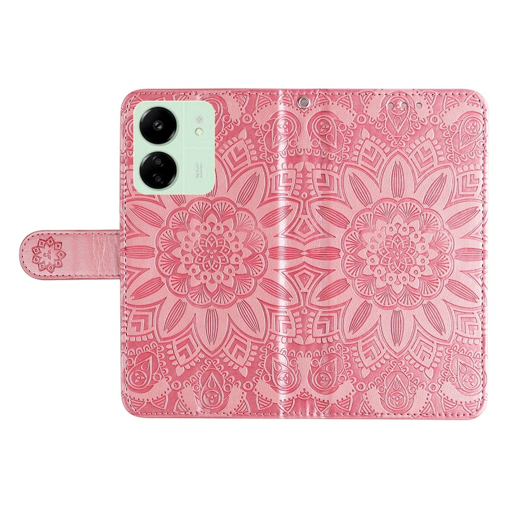 Napraforgó könyvtáska Xiaomi Poco C65/Redmi 13C - rózsaszínű