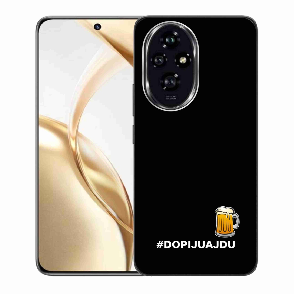 Zselés borító mmCase a Honor 200 5G készülékhez - sör motívum 1 fekete háttérrel