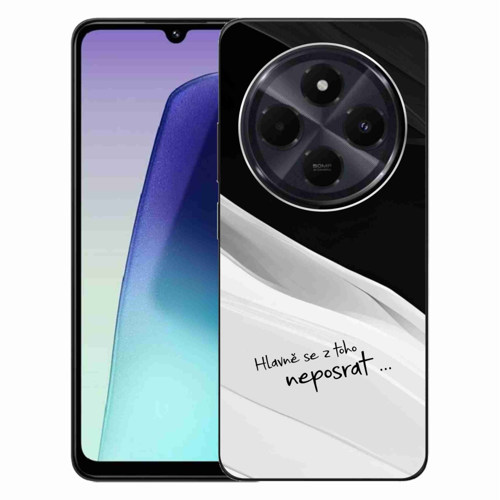 Gél borító mmCase a Xiaomi Redmi 14C/Poco C75-hez - vicces szöveg 13 fekete és fehér háttérrel