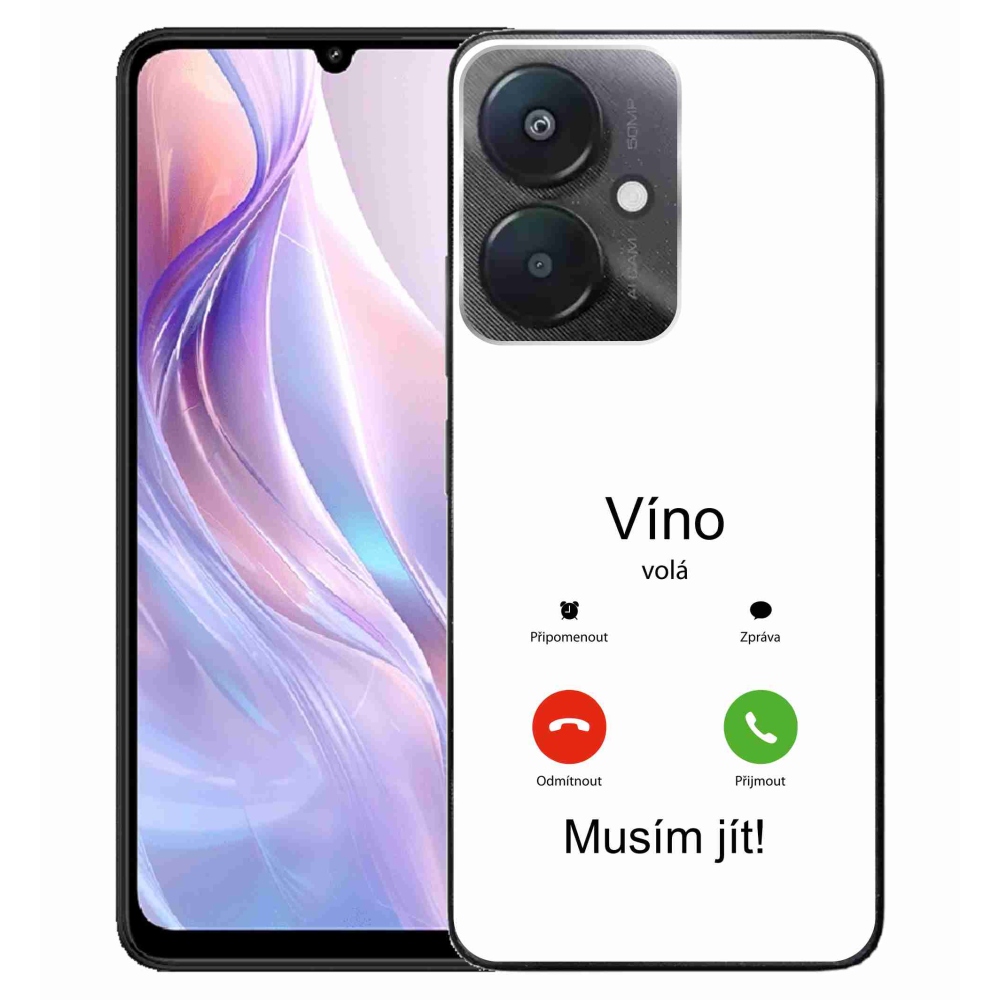 Gél borító mmCase a Xiaomi Redmi 13C 5G - bor hívja fehér háttérrel