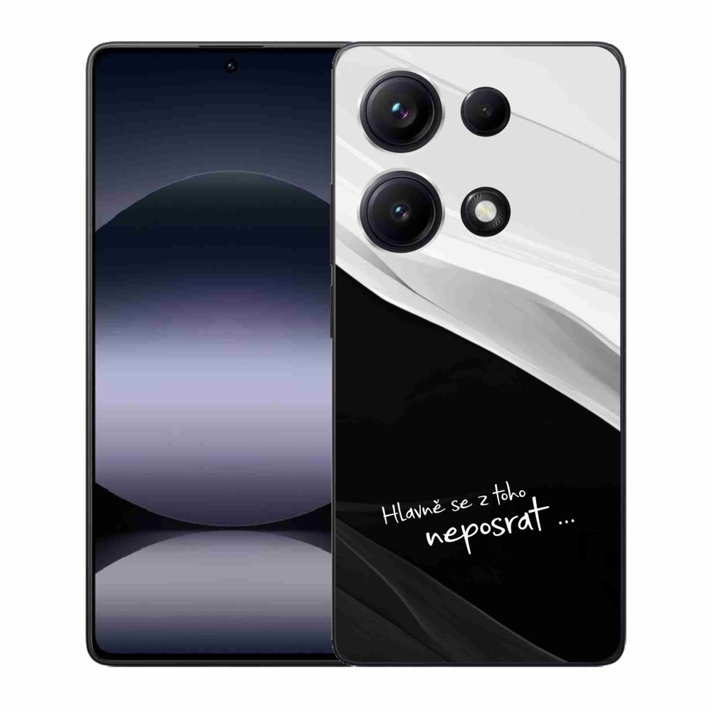 Gél borító mmCase a Xiaomi Redmi Note 14S-hez - vicces szöveg 13 fekete és fehér háttérrel