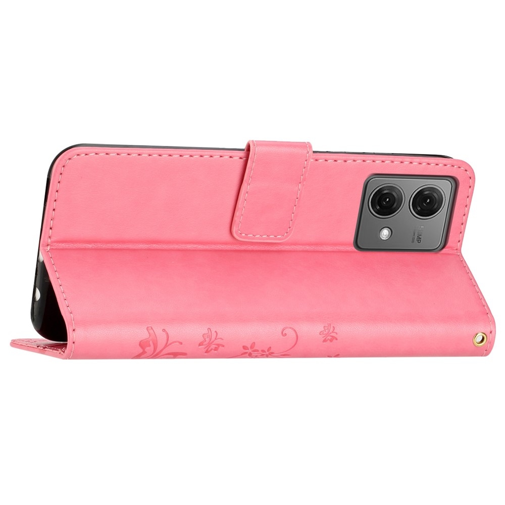 Virágok könyv tok Motorola Moto G85 5G - rózsaszín