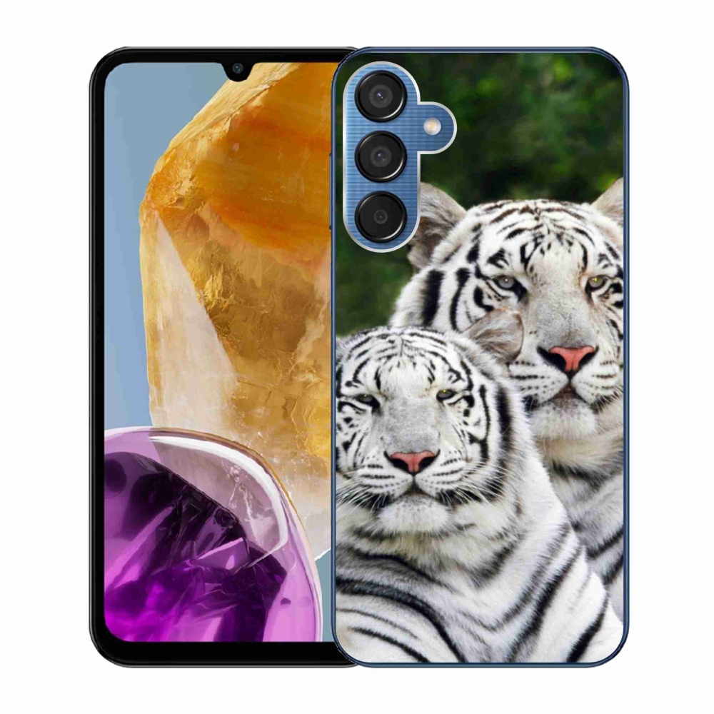Gél tok mmCase a Samsung Galaxy M15 5G készülékhez - fehér tigrisek