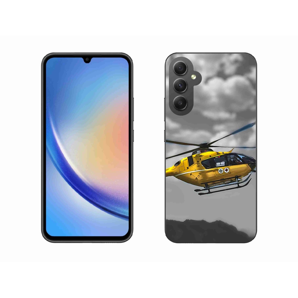 Gél védőhuzat mmCase Samsung Galaxy A34 5G - sárga helikopterhez
