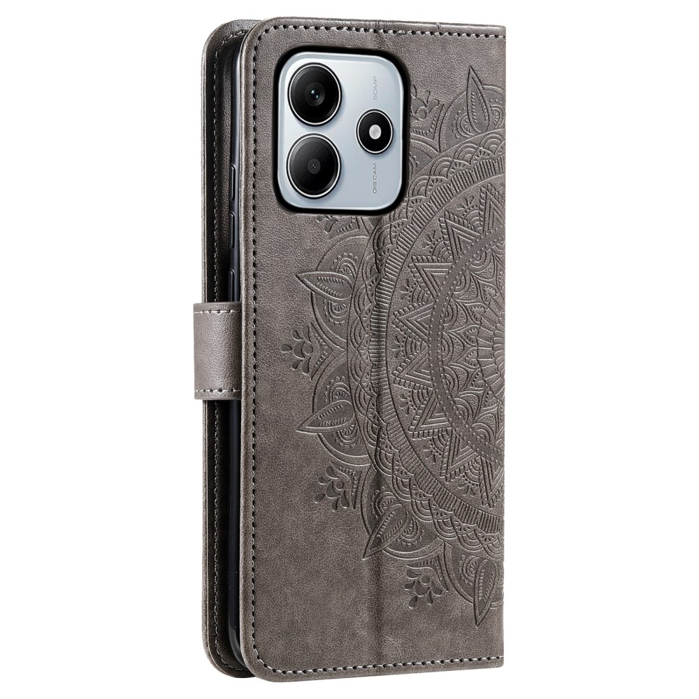 Mandala könyv tok Xiaomi Redmi Note 14-hez - szürke