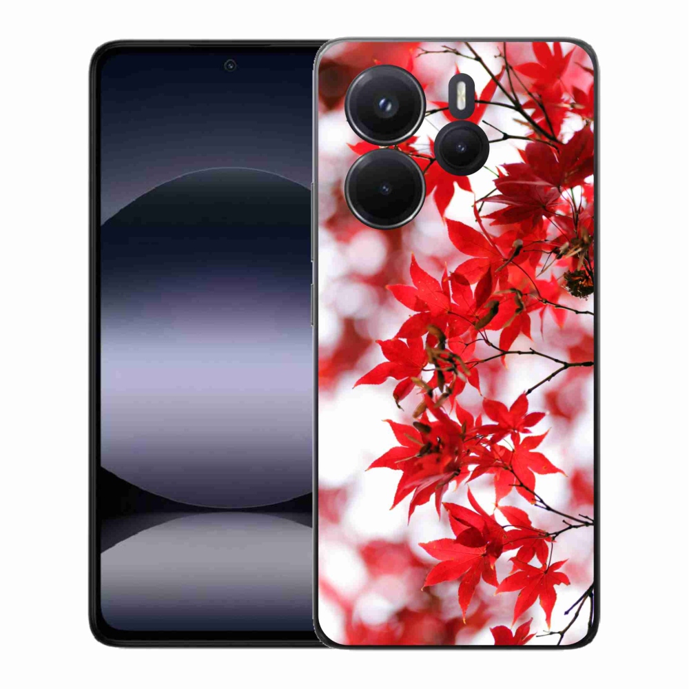 Gél borítás mmCase a Xiaomi Redmi Note 14-hez - piros levelek