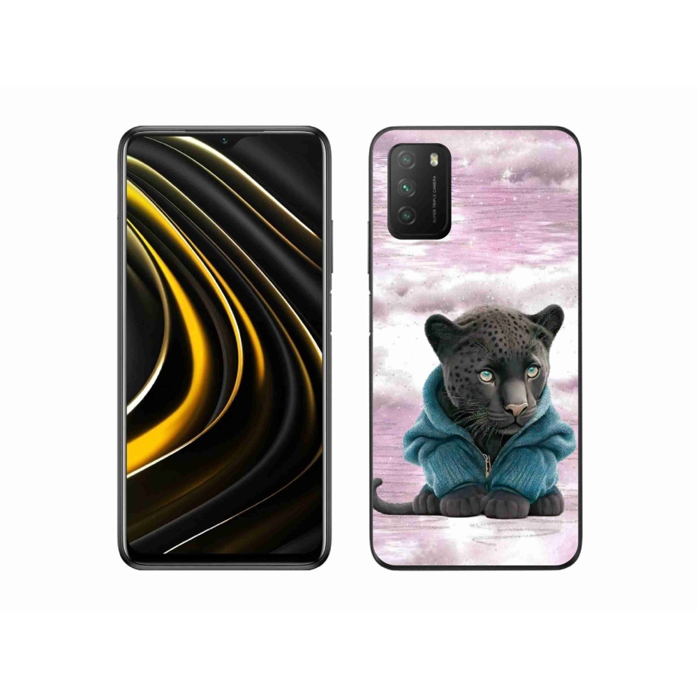 Gél borítás mmCase a Xiaomi Poco M3-hoz - fekete párduc pulóverben