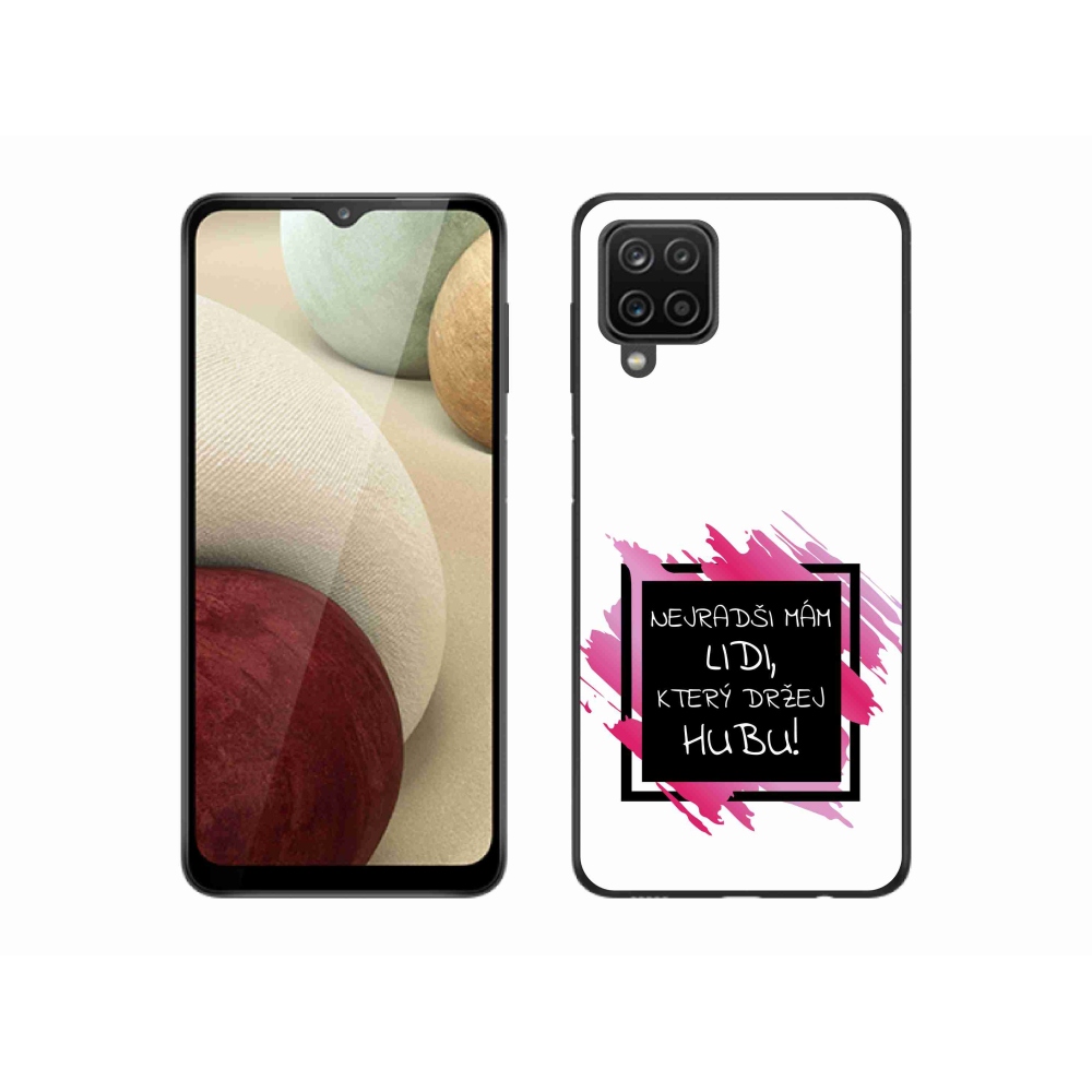 Gél borító mmCase Samsung Galaxy M12 készülékhez - vicces szöveg 7 fekete-fehér háttérrel