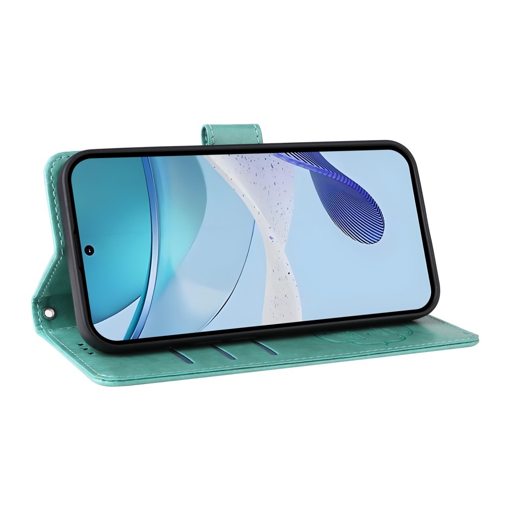 Virágos könyvtáska a Realme 14x 5G/Realme C75 készülékhez - teáskék színű