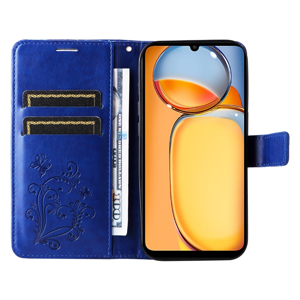 Nagy pillangó könyv tok Xiaomi Poco C65/Redmi 13C - kék