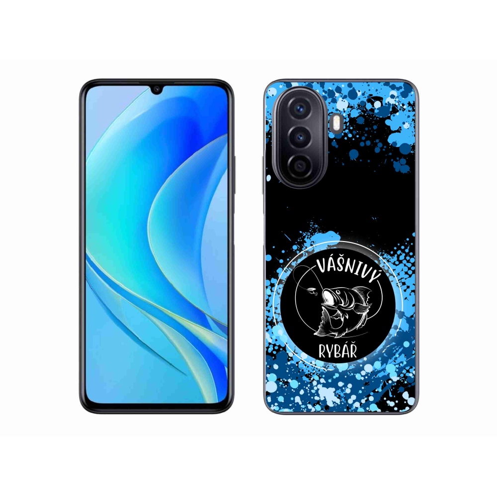 Gél borító mmCase a Huawei Nova Y70-hez - szenvedélyes halász fekete háttérrel