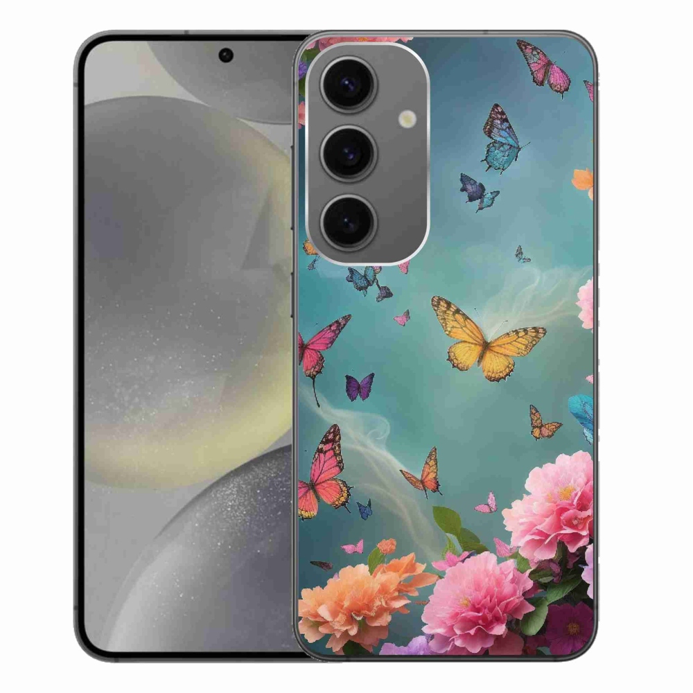 Gél borítás mmCase Samsung Galaxy S24+ készülékhez - színes virágok és pillangók