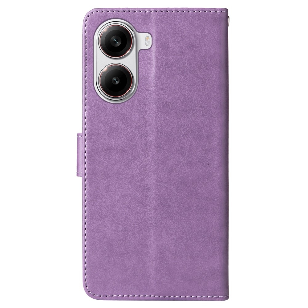 Virágos könyv tok a Xiaomi Poco X7 Pro 5G számára - lila