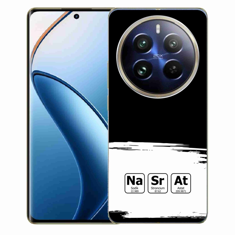 Gél borítás mmCase a Realme 12 Pro 5G/12 Pro+ 5G - kémiai elemek fehér és fekete háttérrel