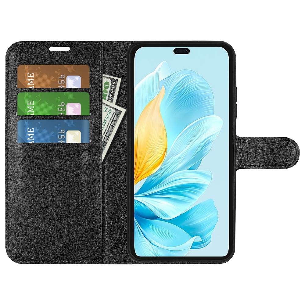 Litchi könyv tok a Honor 200 Lite 5G készülékhez - fekete