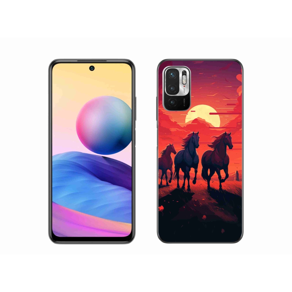 Gél borító mmCase a Xiaomi Redmi Note 10 5G-hez - lovak és naplemente