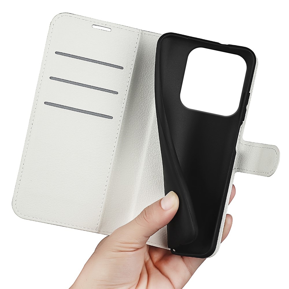 Litchi könyv tok a Xiaomi Redmi Note 14 5G-hez - fehér
