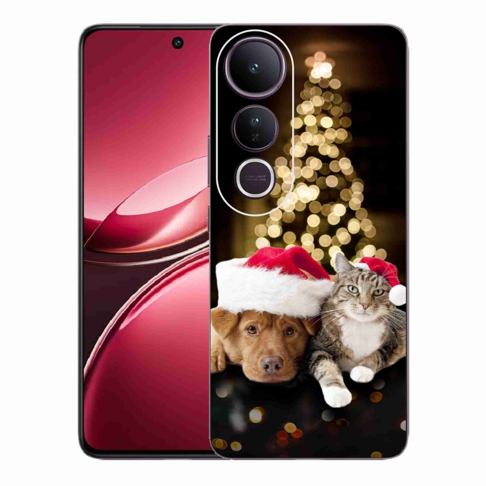 Gél borító mmCase a Vivo V50 Lite 4G/5G-n - Karácsonyi kutya és macska