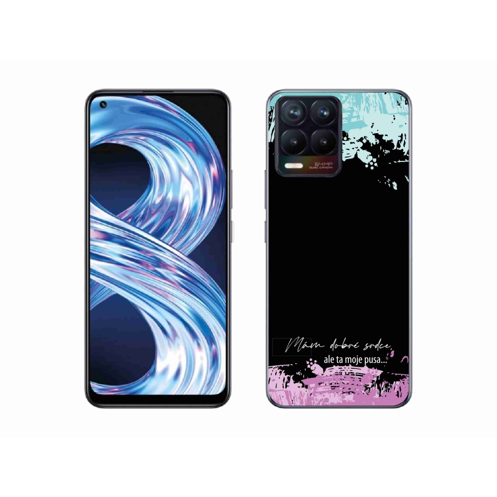 Gél borító mmCase a Realme 8 4G-n - vicces szöveg 3 fekete háttérrel