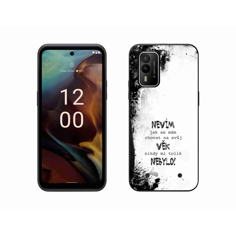 Zselés borító mmCase a Nokia XR21 készülékhez - vicces szöveg 14 fehér háttér